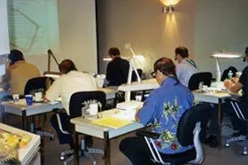 Classroom participants at Brodine Prosthodontic Seminars in Rochester, NY